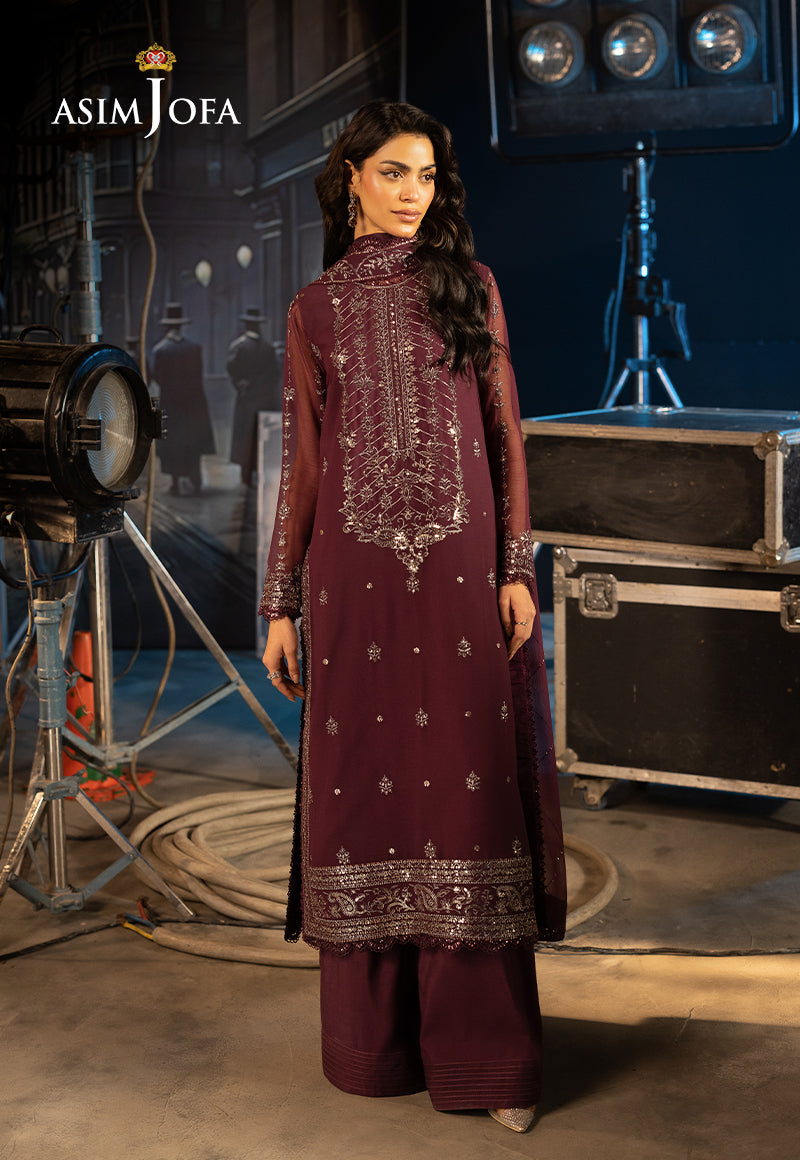 Asim Jofa | Luxury Festive Rejoice | AJLFF-06 Custom Size Purple Brown Chiffon
