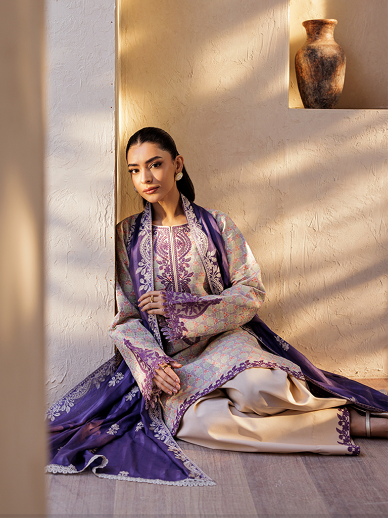 Rajbari | Amari Hybrid Jacquard Edition | Amari Jacquard - 02 Custom Size Beige Jacquard Lawn