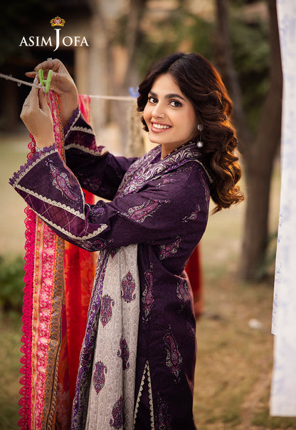 Asim Jofa | Prints Drop 2 | AJUBJ-27 L Dark Purple Lawn