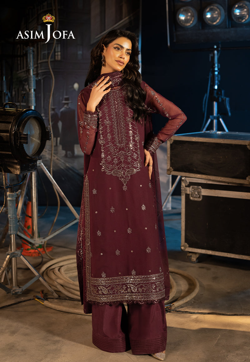 Asim Jofa | Luxury Festive Rejoice | AJLFF-06 XL Purple Brown Chiffon