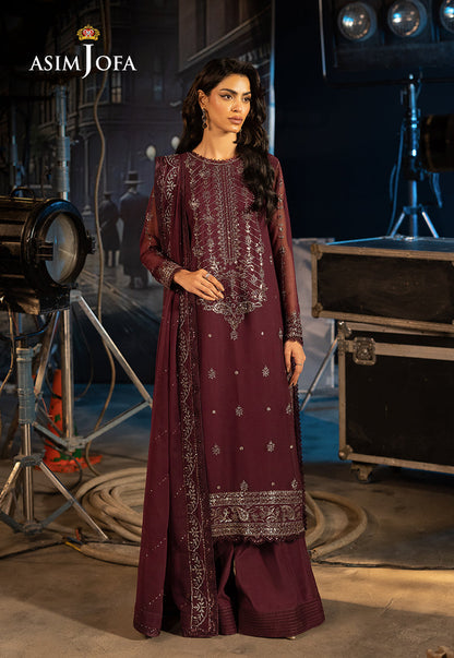 Asim Jofa | Luxury Festive Rejoice | AJLFF-06 XS Purple Brown Chiffon