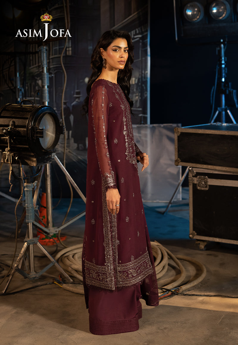 Asim Jofa | Luxury Festive Rejoice | AJLFF-06 L Purple Brown Chiffon