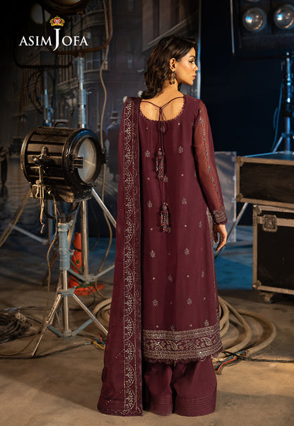 Asim Jofa | Luxury Festive Rejoice | AJLFF-06 S Purple Brown Chiffon