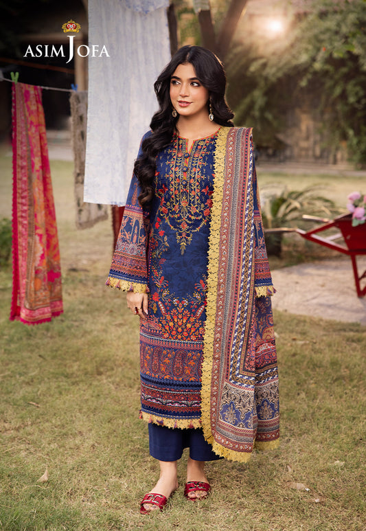 Asim Jofa | Prints Drop 2 | AJUBJ-08 XS Navy Lawn