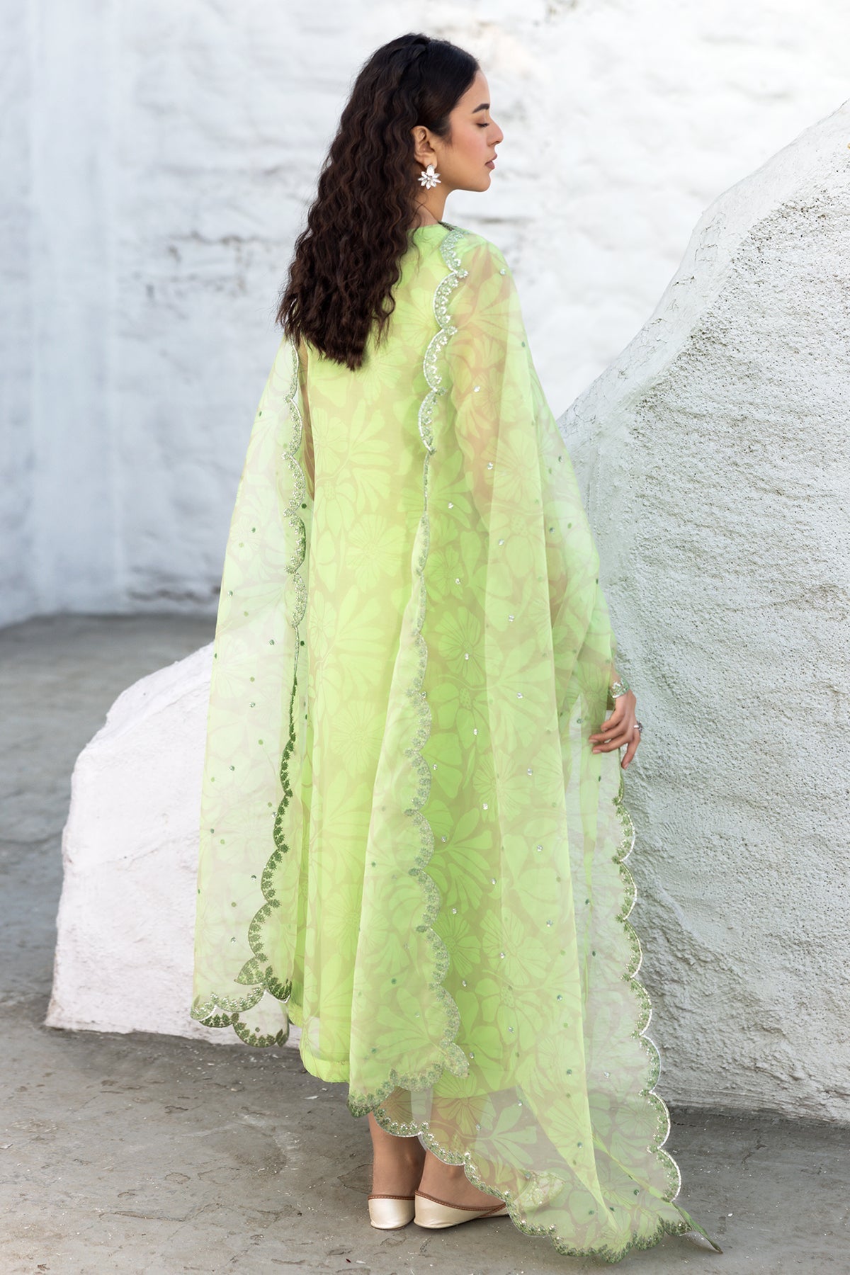 Charizma | Festive Pret | CMA-5-022 M Parrot Green Organza