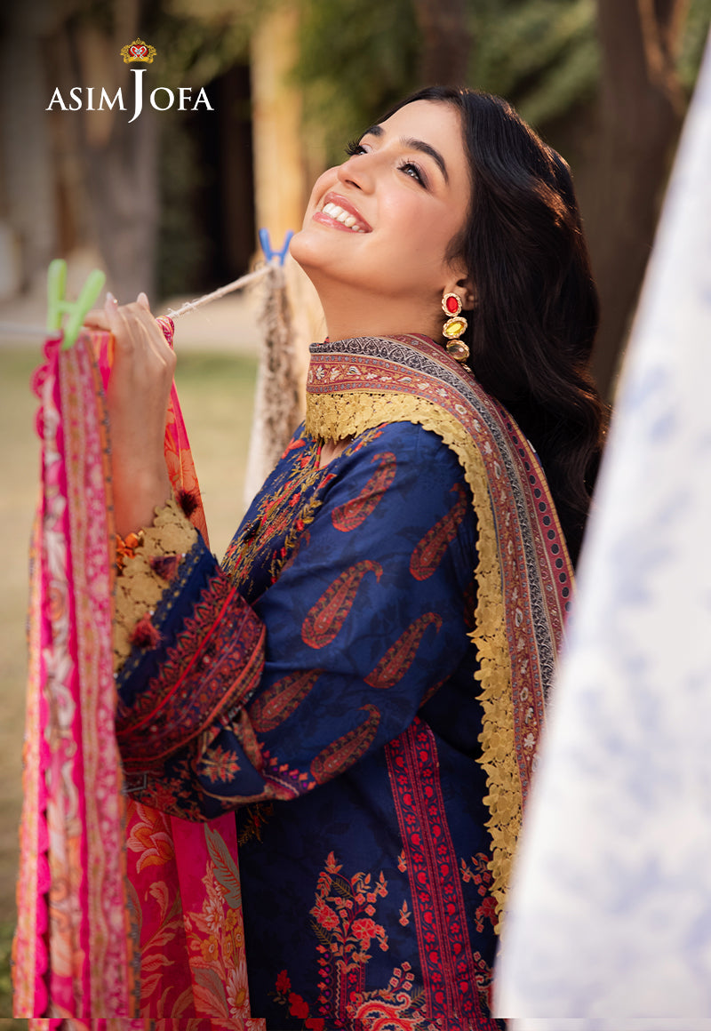 Asim Jofa | Prints Drop 2 | AJUBJ-08 Custom Size Navy Lawn