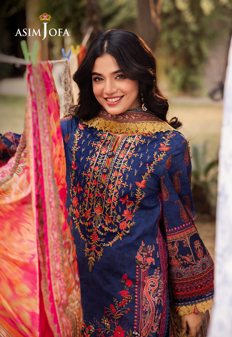 Asim Jofa | Prints Drop 2 | AJUBJ-08 XL Navy Lawn