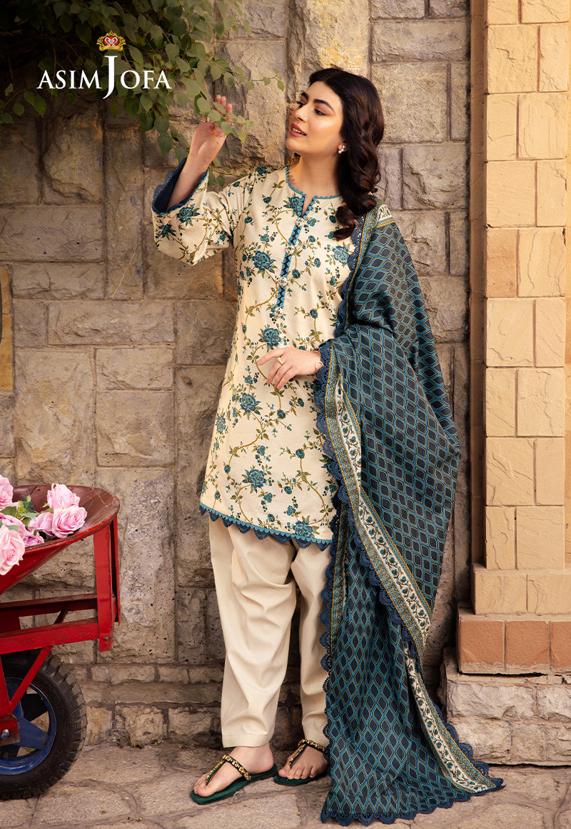 Asim Jofa | Prints Drop 2 | AJUBJ-34 M Ivory Lawn