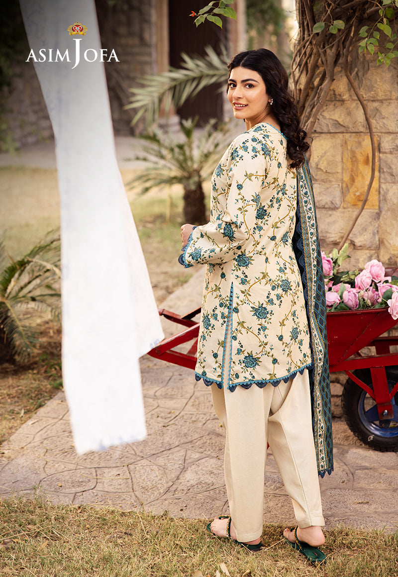 Asim Jofa | Prints Drop 2 | AJUBJ-34 XL Ivory Lawn