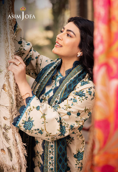 Asim Jofa | Prints Drop 2 | AJUBJ-34 Custom Size Ivory Lawn