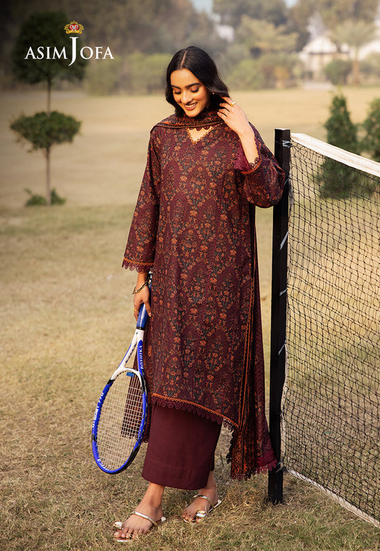 Asim Jofa | Prints Drop 2 | AJUBJ-28 XS Purple Brown Lawn