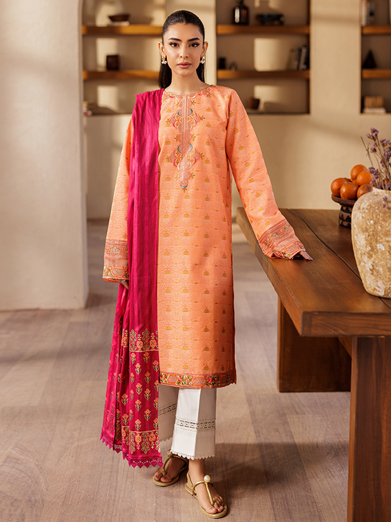 Rajbari | Amari Hybrid Jacquard Edition | Amari Jacquard - 04 XS Orange Jacquard Lawn