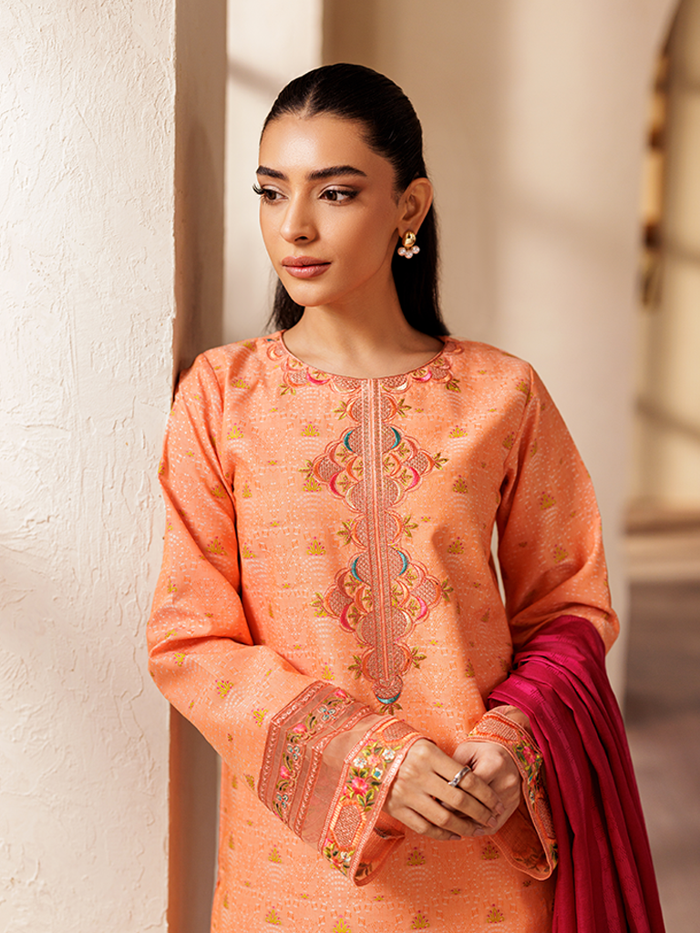 Rajbari | Amari Hybrid Jacquard Edition | Amari Jacquard - 04 M Orange Jacquard Lawn
