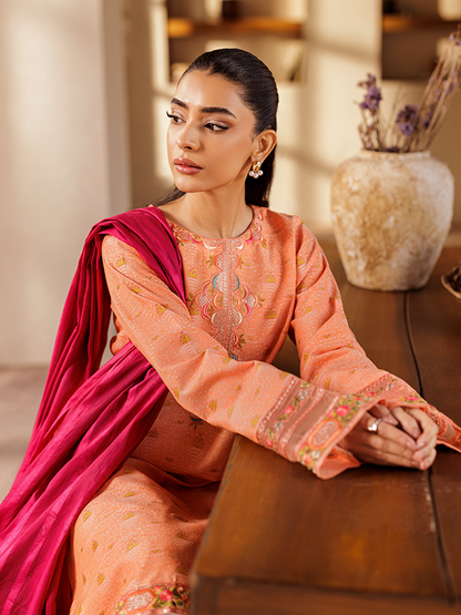 Rajbari | Amari Hybrid Jacquard Edition | Amari Jacquard - 04 Custom Size Orange Jacquard Lawn