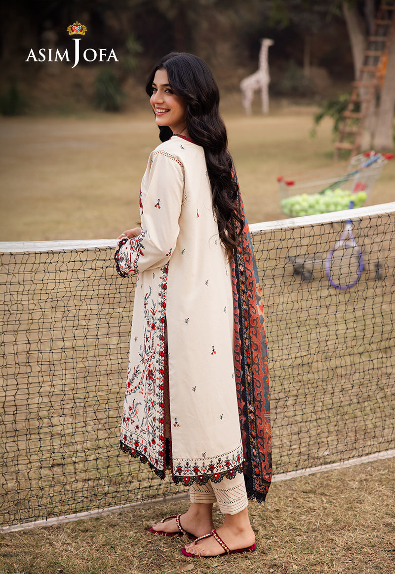 Asim Jofa | Prints Drop 2 | AJUBJ-14 S Ivory Lawn