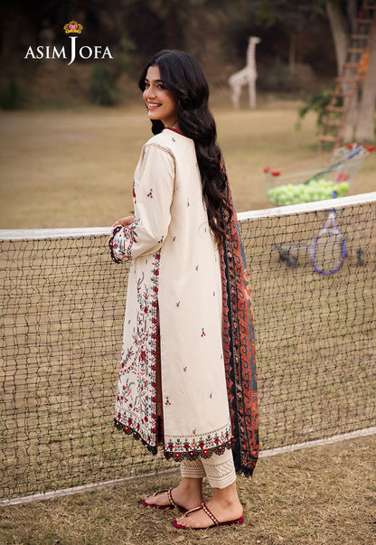 Asim Jofa | Prints Drop 2 | AJUBJ-14 S Ivory Lawn