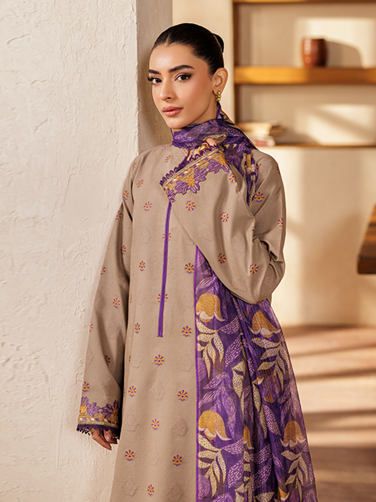 Rajbari | Amari Hybrid Jacquard Edition | Amari Jacquard - 07 XL Taupe Jacquard Lawn