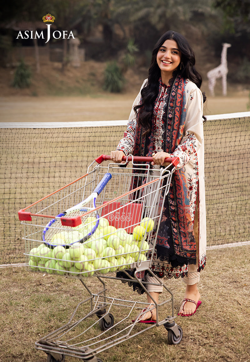 Asim Jofa | Prints Drop 2 | AJUBJ-14 L Ivory Lawn