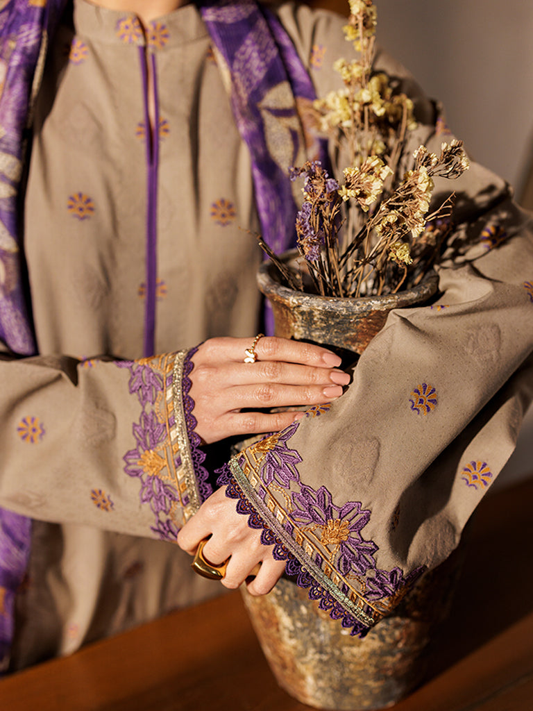 Rajbari | Amari Hybrid Jacquard Edition | Amari Jacquard - 07 M Taupe Jacquard Lawn