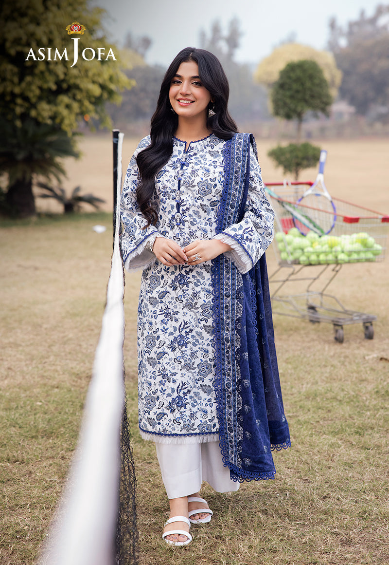 Asim Jofa | Prints Drop 2 | AJUBJ-35 XS White Lawn