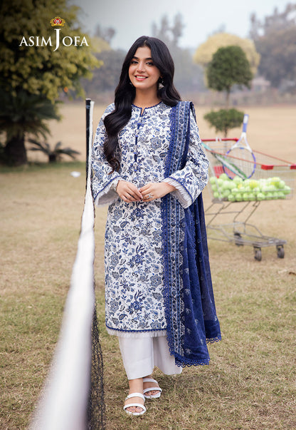 Asim Jofa | Prints Drop 2 | AJUBJ-35 XS White Lawn