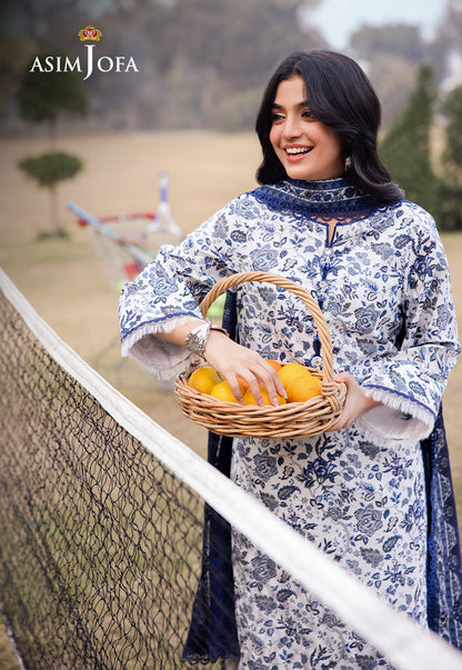 Asim Jofa | Prints Drop 2 | AJUBJ-35 L White Lawn