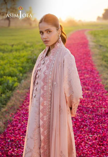 Asim Jofa | Luxury Lawn 25 | AJELL-15 Custom Size Pale Peach Lawn
