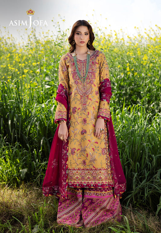 Asim Jofa | Luxury Lawn 25 | AJELL-07 XS Mustard Yellow Lawn