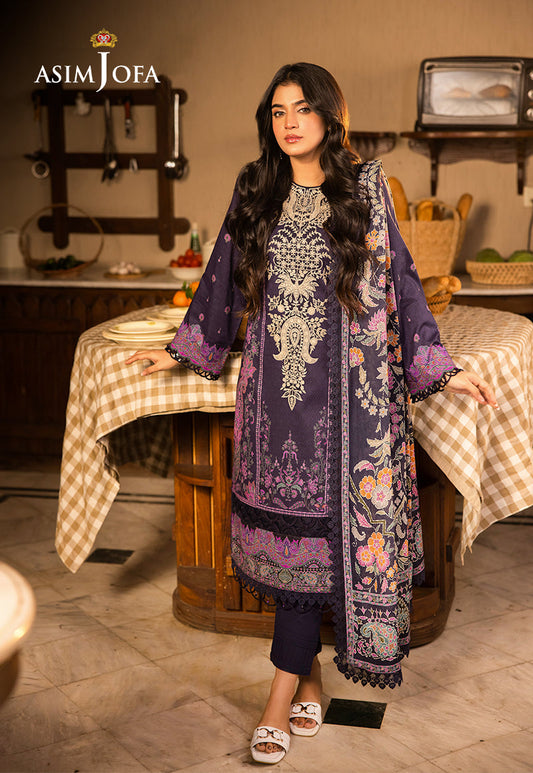 Asim Jofa | Prints Drop 2 | AJUBJ-07 XS Dark Purple Lawn