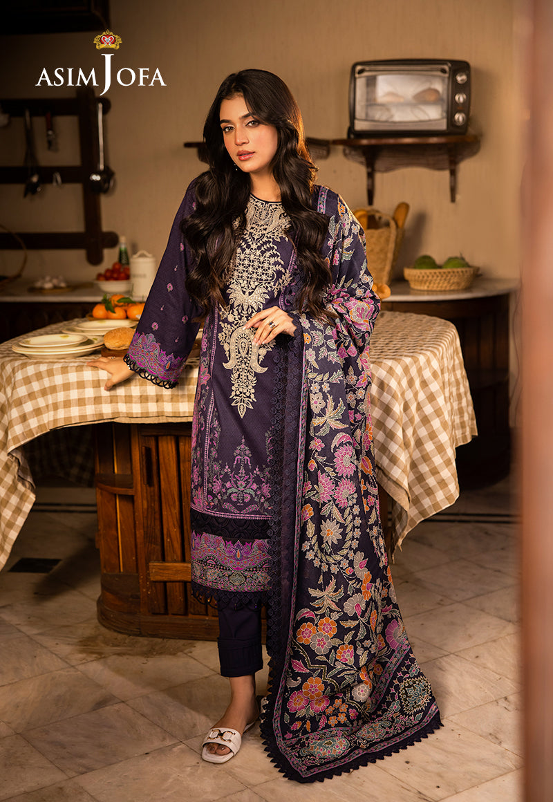 Asim Jofa | Prints Drop 2 | AJUBJ-07 Custom Size Dark Purple Lawn