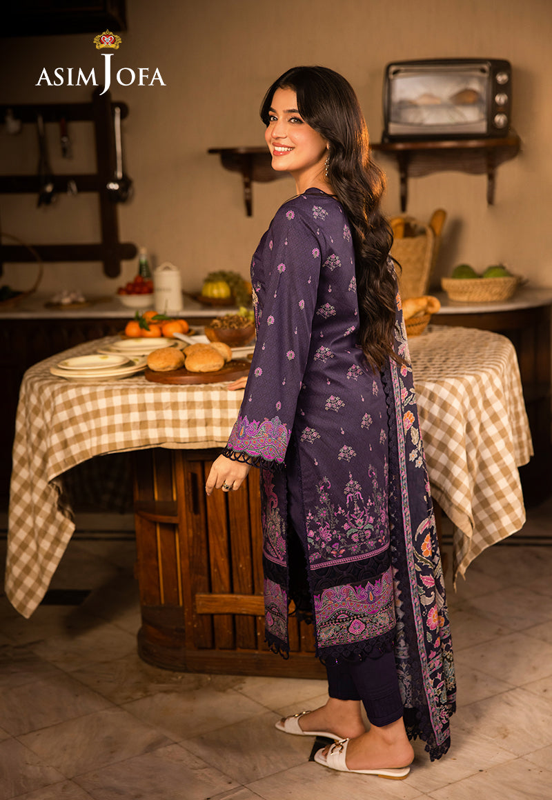 Asim Jofa | Prints Drop 2 | AJUBJ-07 S Dark Purple Lawn