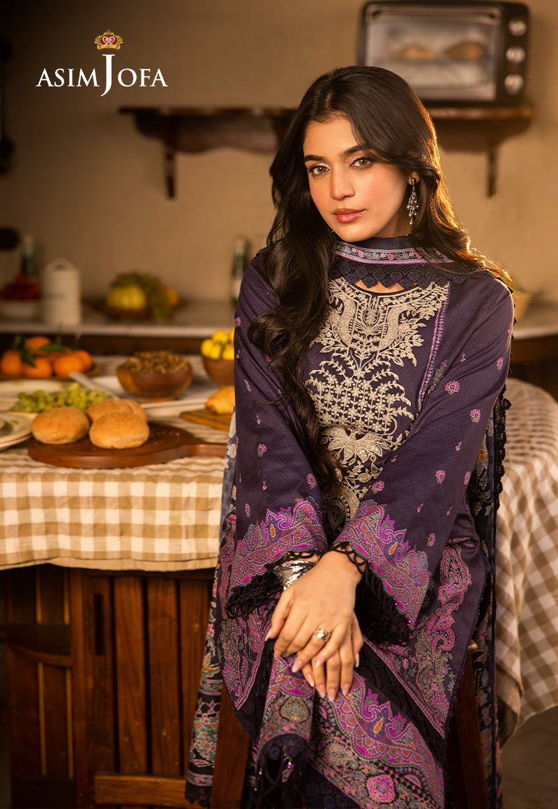 Asim Jofa | Prints Drop 2 | AJUBJ-07 L Dark Purple Lawn