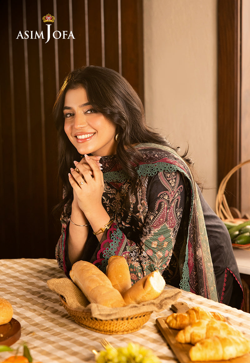 Asim Jofa | Prints Drop 2 | AJUBJ-03 Custom Size Black Lawn