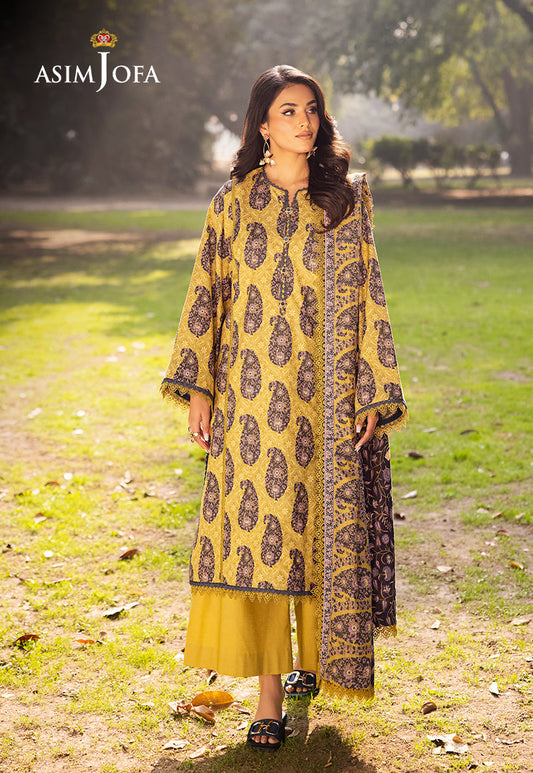 Asim Jofa | Prints Drop 2 | AJUBJ-33 XS Maize Yellow Lawn