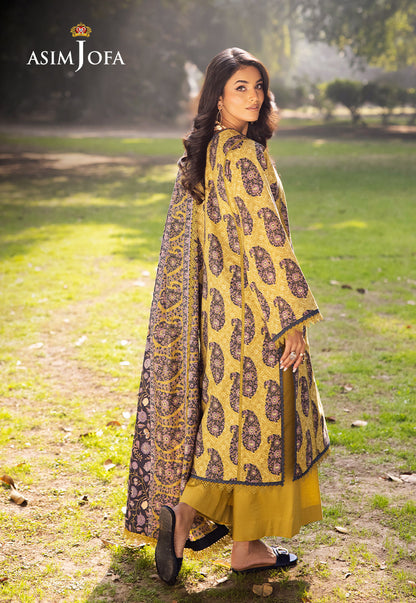 Asim Jofa | Prints Drop 2 | AJUBJ-33 S Maize Yellow Lawn