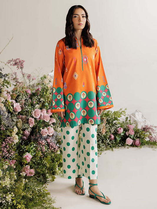 Rajbari | Amal Summer Prints Exclusive | Amal Summer Prints - 11 XS Orange Lawn
