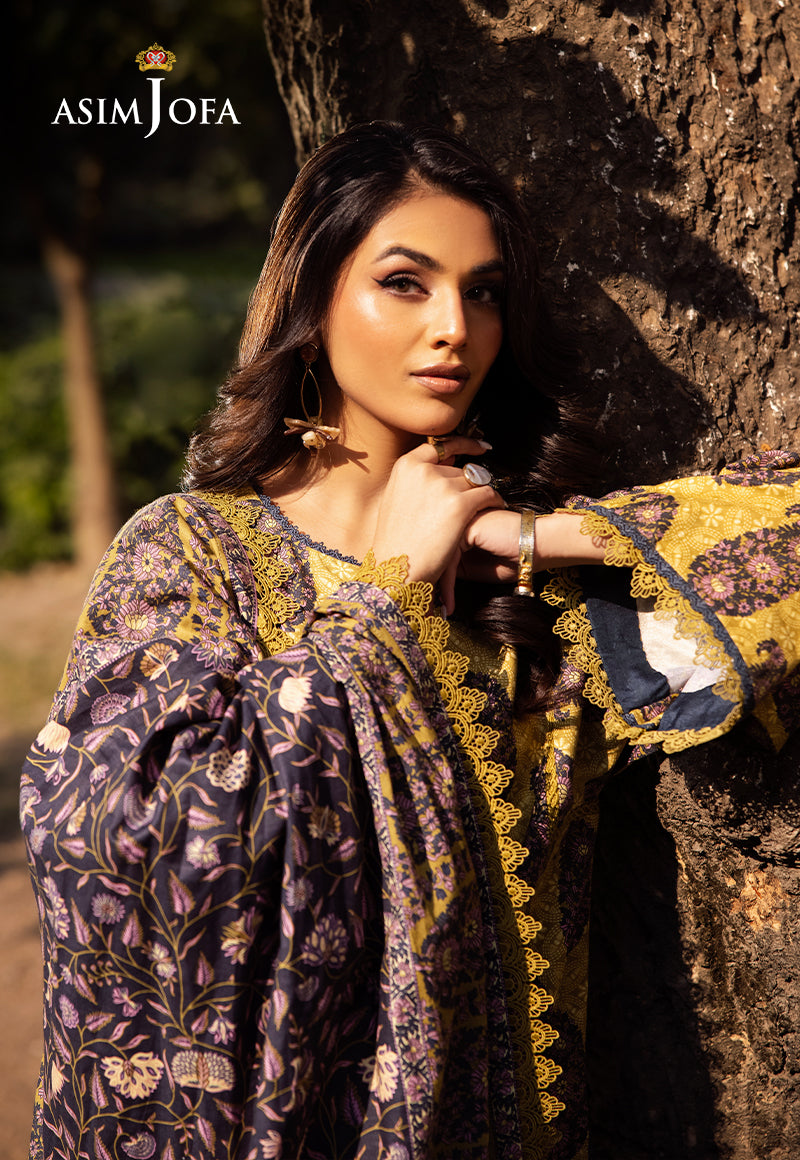 Asim Jofa | Prints Drop 2 | AJUBJ-33 XL Maize Yellow Lawn