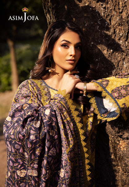 Asim Jofa | Prints Drop 2 | AJUBJ-33 XL Maize Yellow Lawn
