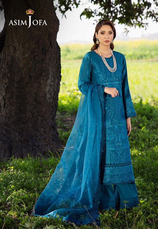 Asim Jofa | Luxury Lawn 25 | AJELL-17 XS Teal Blue Lawn