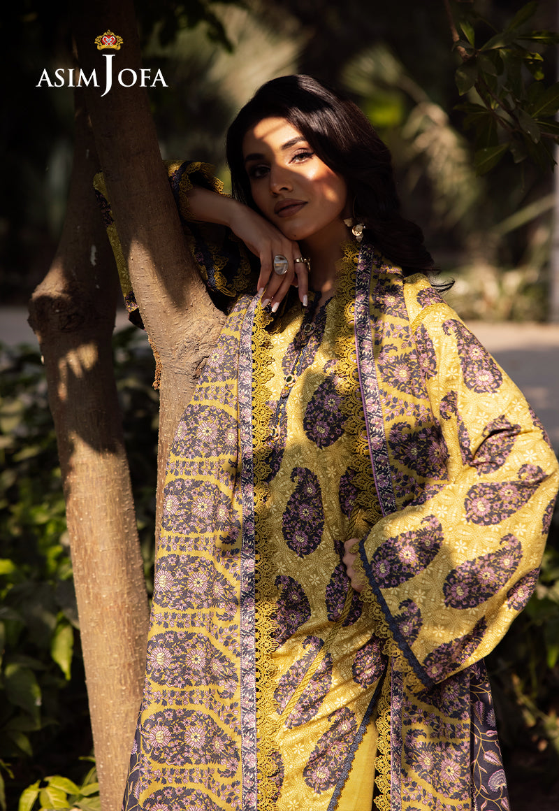 Asim Jofa | Prints Drop 2 | AJUBJ-33 L Maize Yellow Lawn