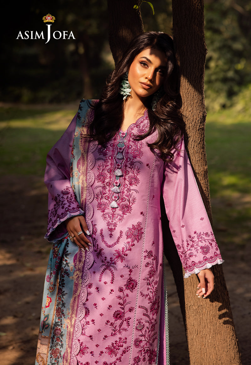 Asim Jofa | Prints Drop 2 | AJUBJ-13 M Purple Gray Lawn