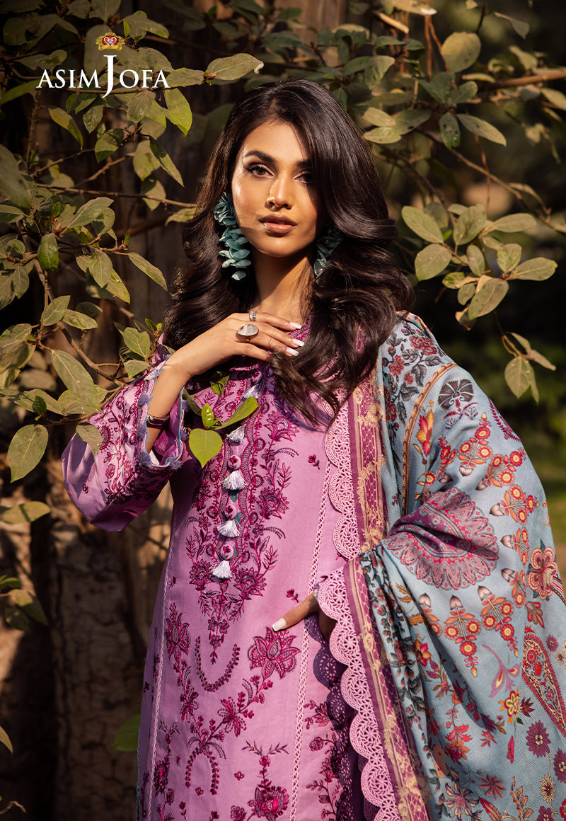 Asim Jofa | Prints Drop 2 | AJUBJ-13 L Purple Gray Lawn
