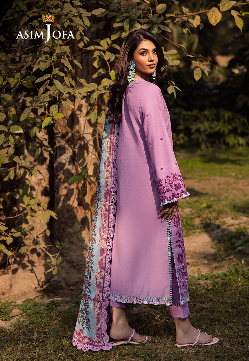 Asim Jofa | Prints Drop 2 | AJUBJ-13 S Purple Gray Lawn