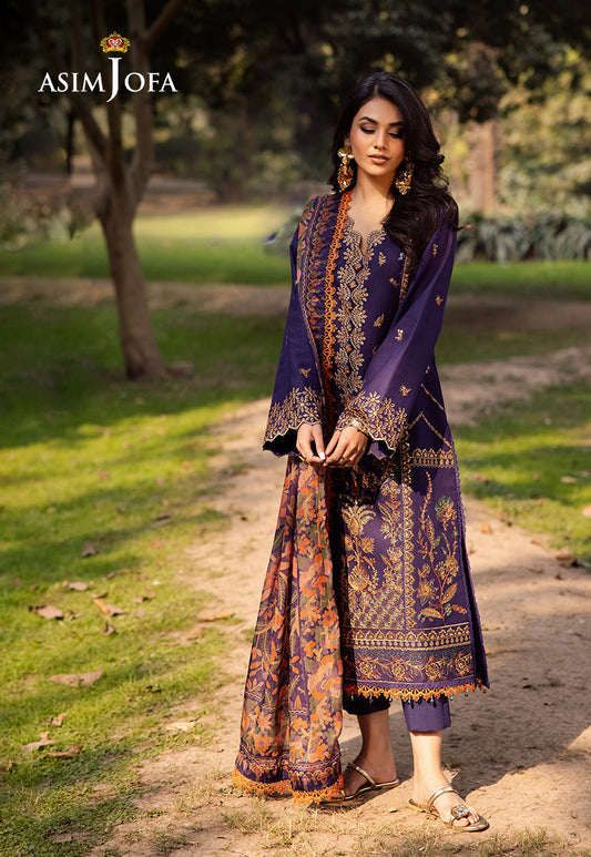 Asim Jofa | Prints Drop 2 | AJUBJ-15 XS Dark Purple Lawn