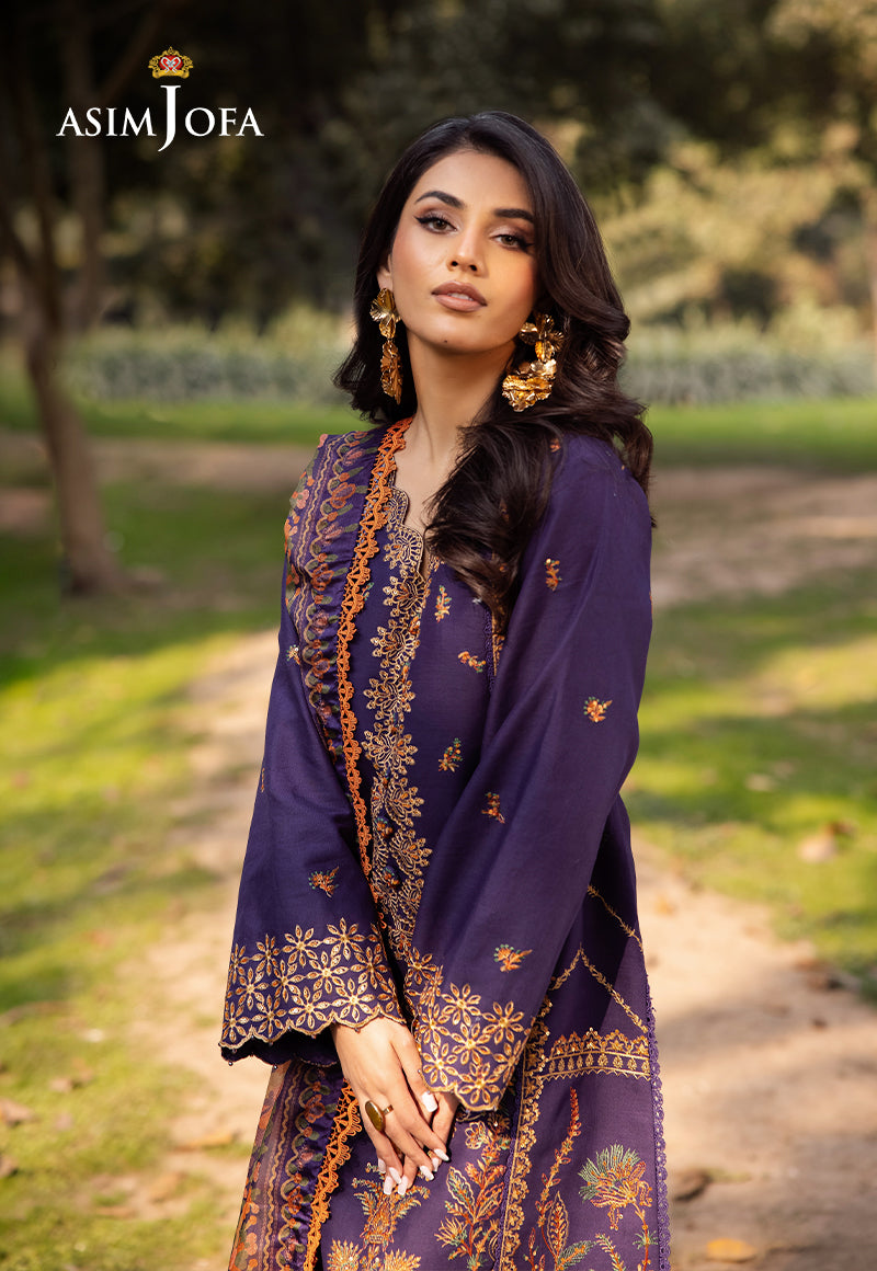 Asim Jofa | Prints Drop 2 | AJUBJ-15 M Dark Purple Lawn