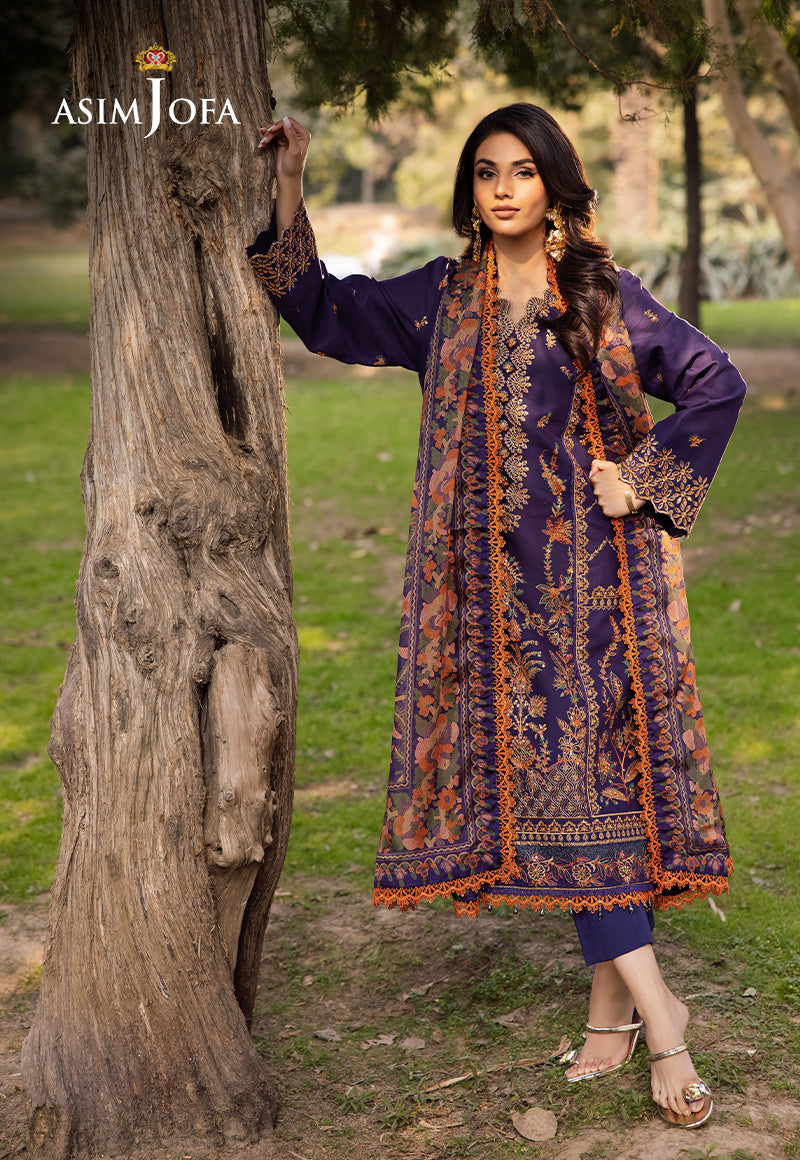 Asim Jofa | Prints Drop 2 | AJUBJ-15 XL Dark Purple Lawn