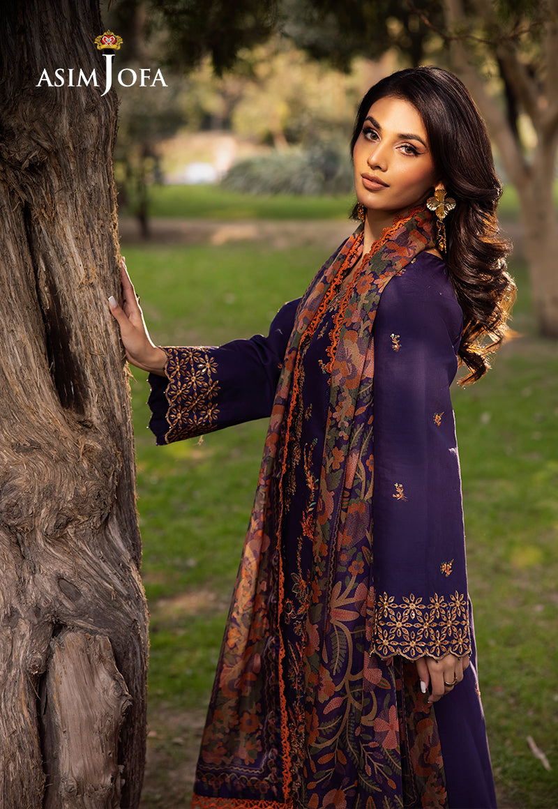 Asim Jofa | Prints Drop 2 | AJUBJ-15 L Dark Purple Lawn