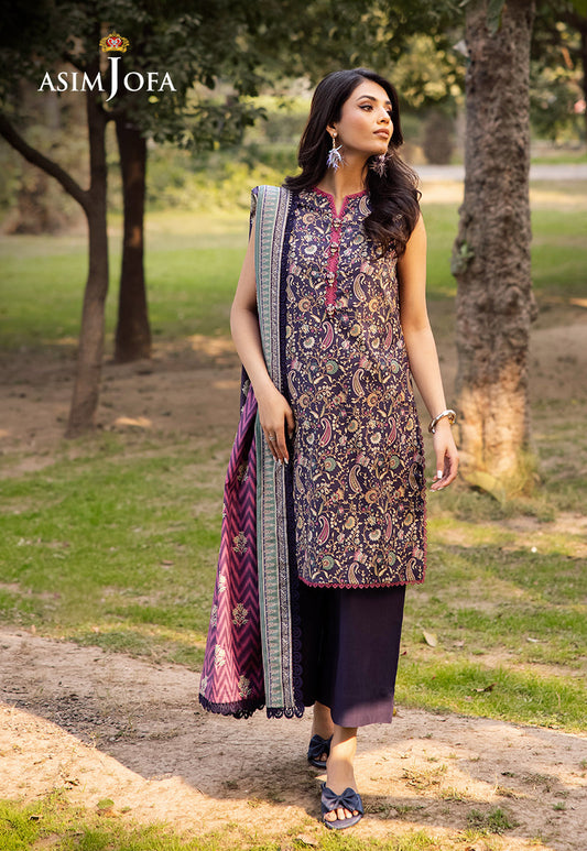 Asim Jofa | Prints Drop 2 | AJUBJ-30 XS Dark Purple Lawn