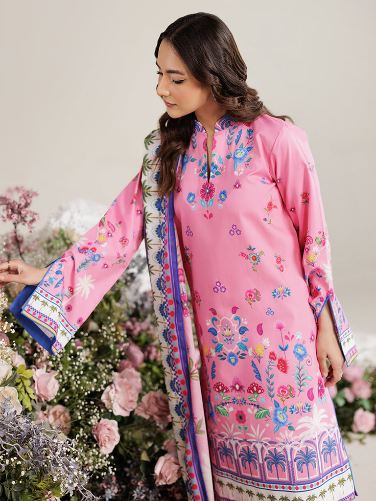 Rajbari | Amal Summer Prints Exclusive | Amal Summer Prints - 01 M Pink Lawn