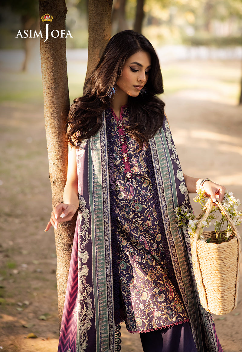 Asim Jofa | Prints Drop 2 | AJUBJ-30 L Dark Purple Lawn